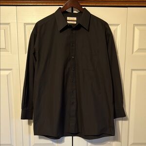 Men's Roundtree & Yorke Gold Label, Cotton, Black Button-Up Shirt 18 1/2 35